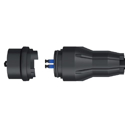 7000-00751876_h-s_01.png Schwarzer Stecker und Buchse eines elektromechanischen Steckverbinders.