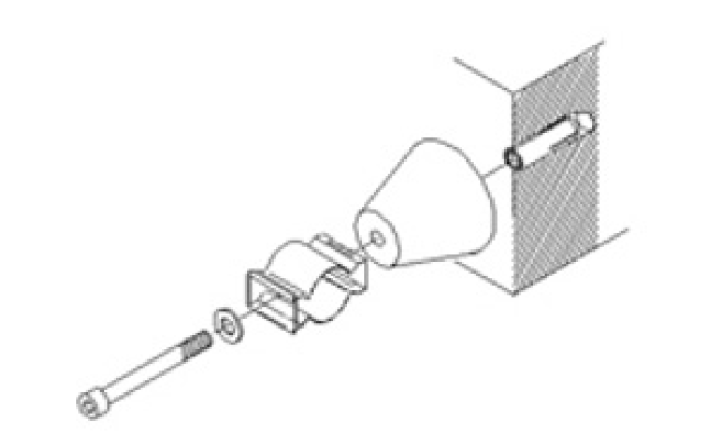 7000-00665600_rfs_01.png Exploded view of a toilet paper holder assembly on a wall.