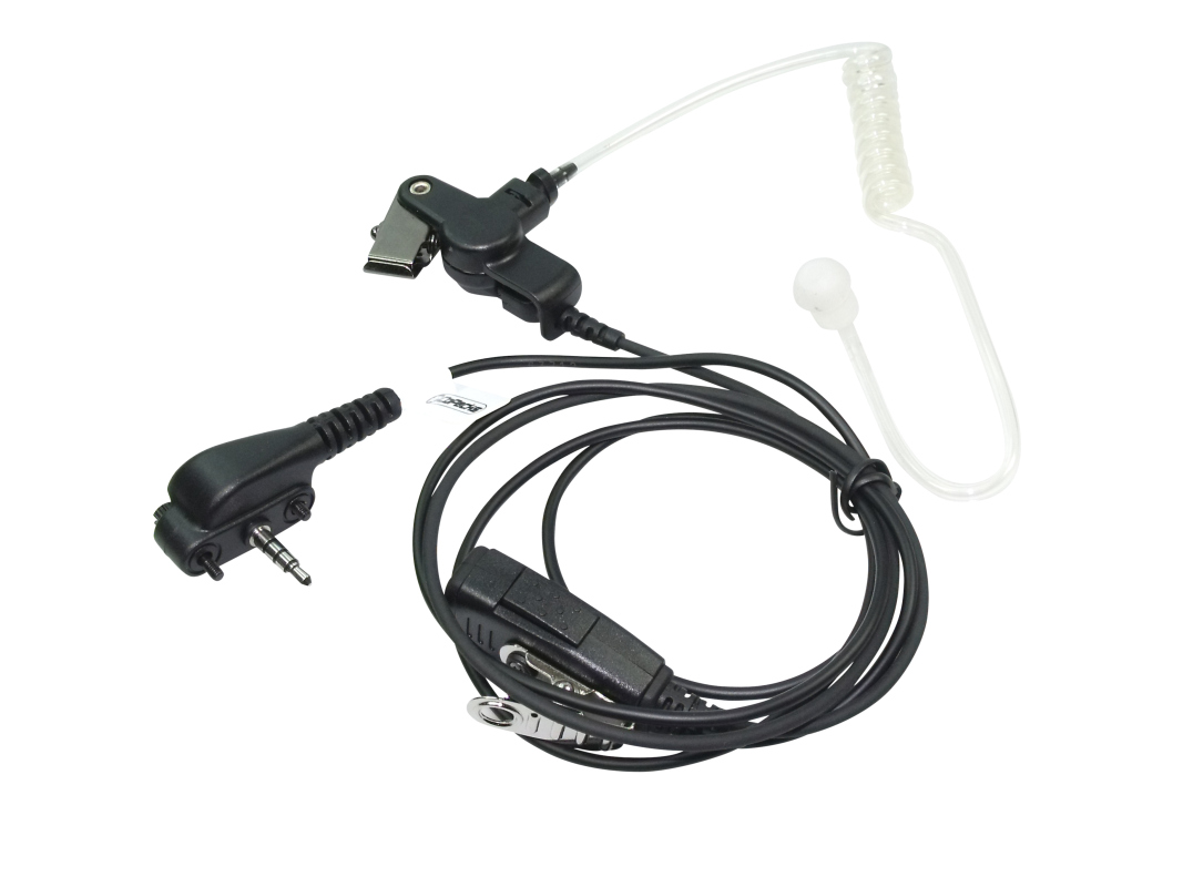 7000-00752489_cop_01.jpg Akustik-Ohrhörer mit transparentem Schlauch und schwarzem Kabel.