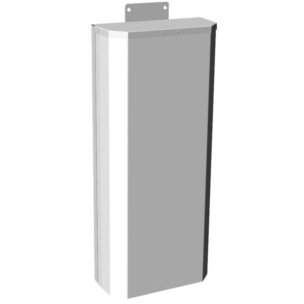 Rechteckiger Wandaschenbecher aus silbernem Metall.