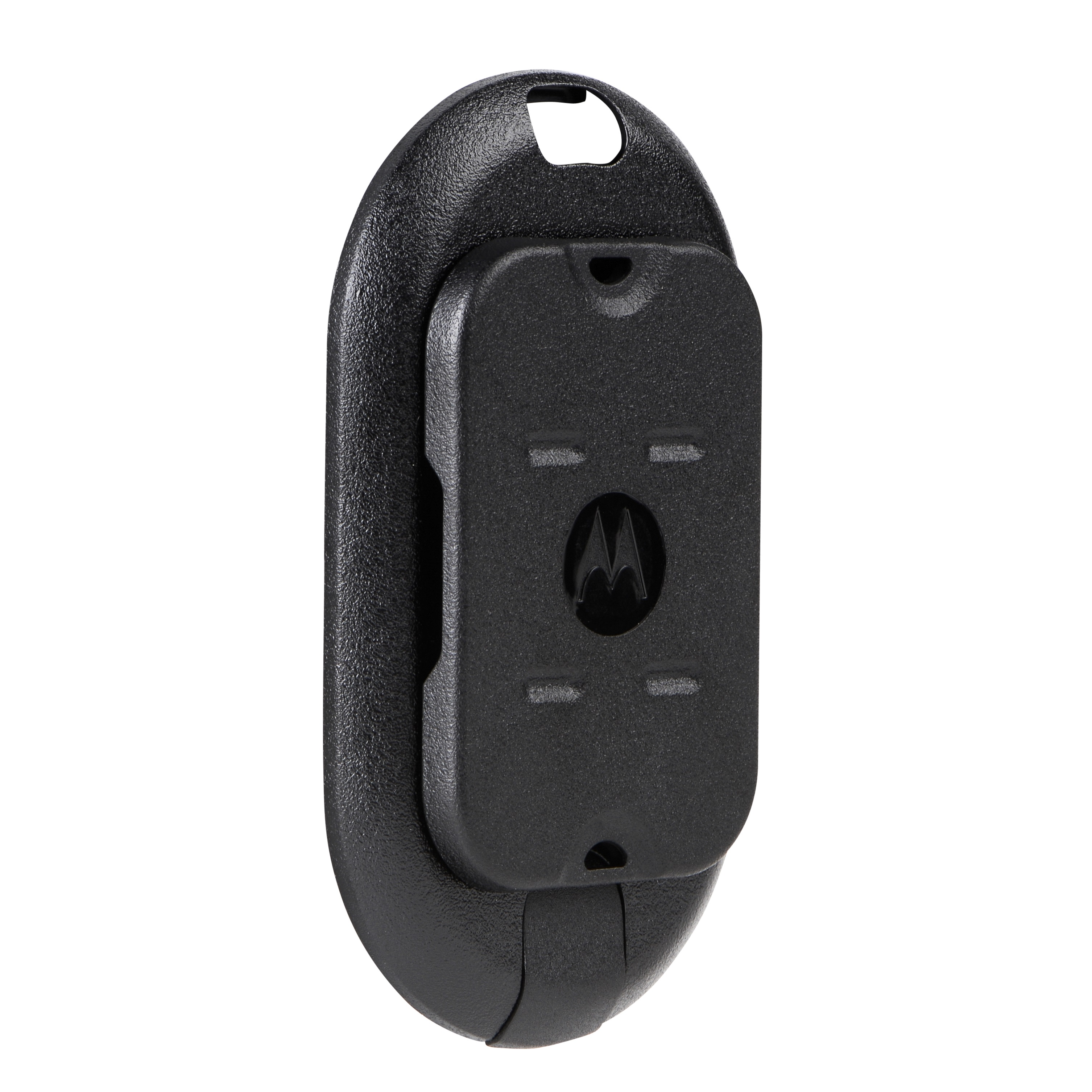 Black oval device with Motorola logo at the center.