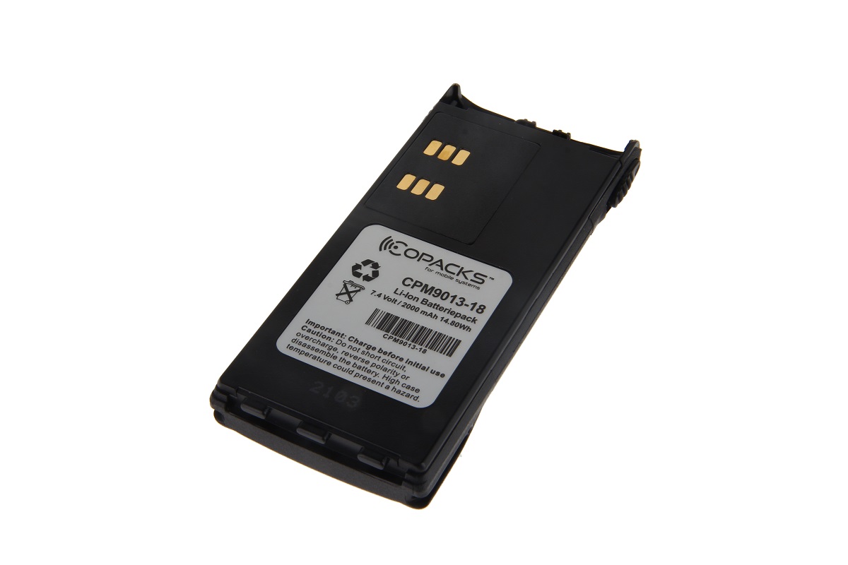 7000-00753218_cop_01.jpg Black Li-Ion battery pack, 7.4V, 2000mAh, 14.8Wh, with data on label.
