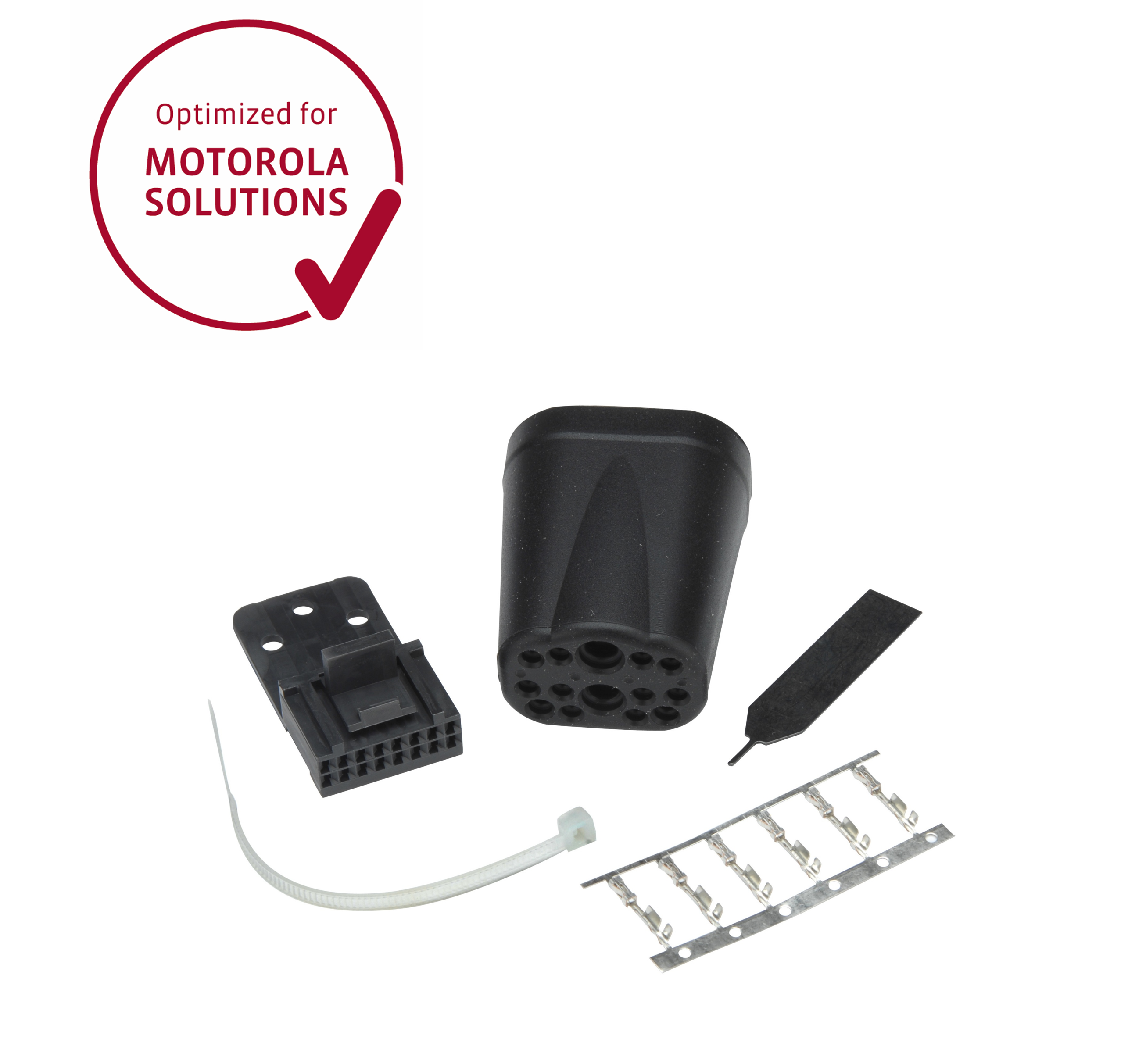 Electronic components, cable tie, and metal contacts.
