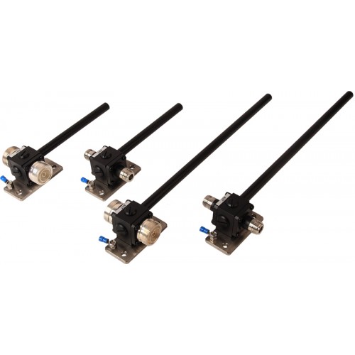 Four antennas mounted on metal plates