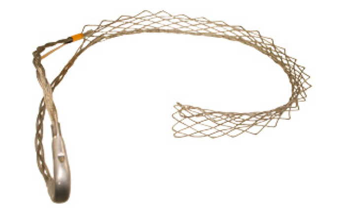 Flexible Metallkabelschlaufe mit Gittermuster und verstärkter Halterung.