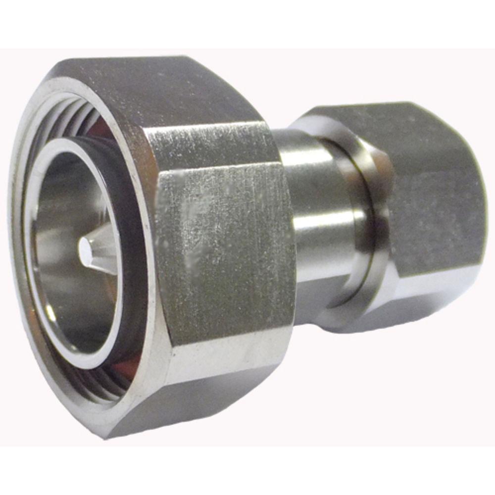 Metal adapter with hexagonal nut, cylindrical connector end.