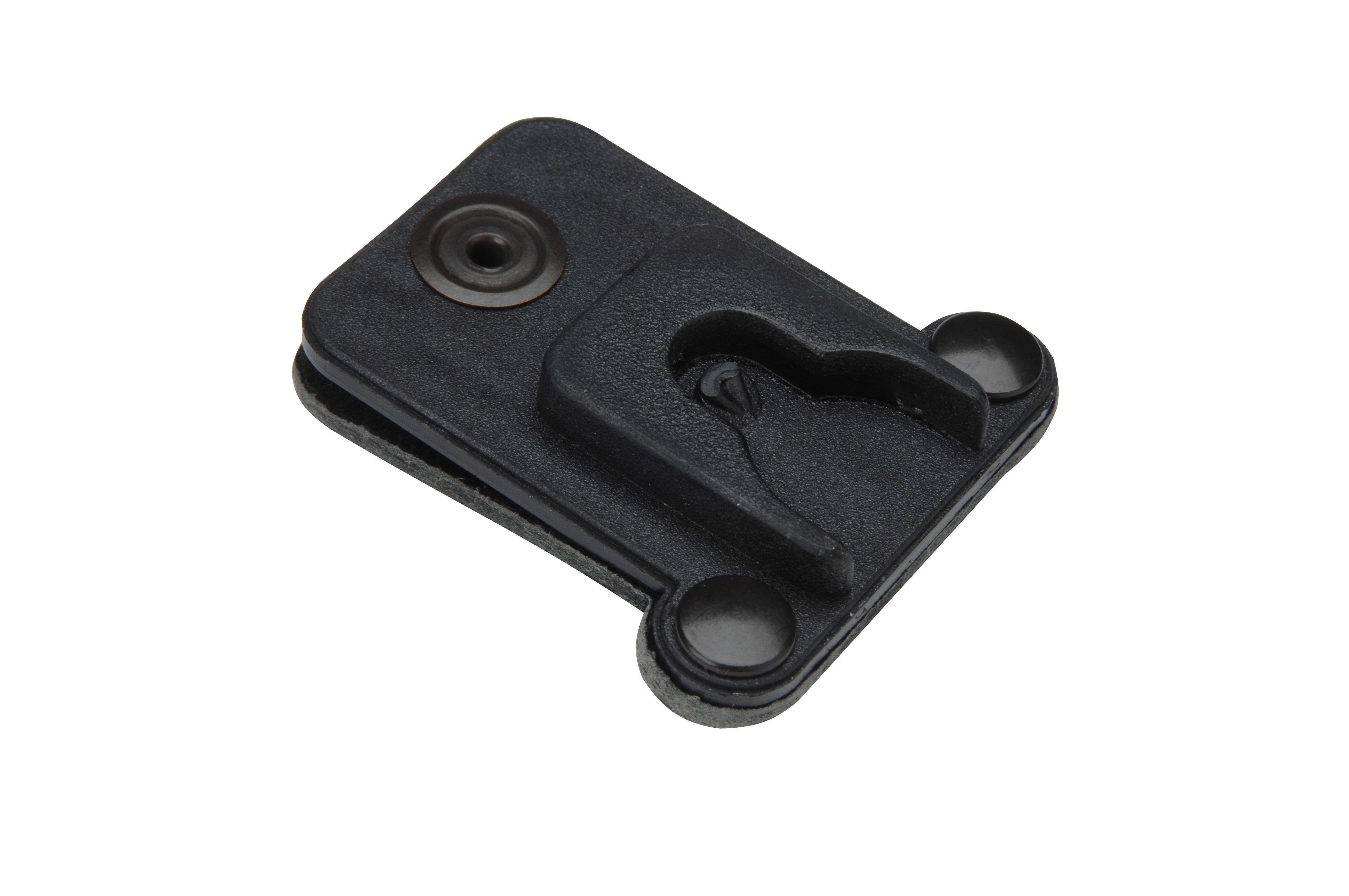 Black plastic holster with clip and mount