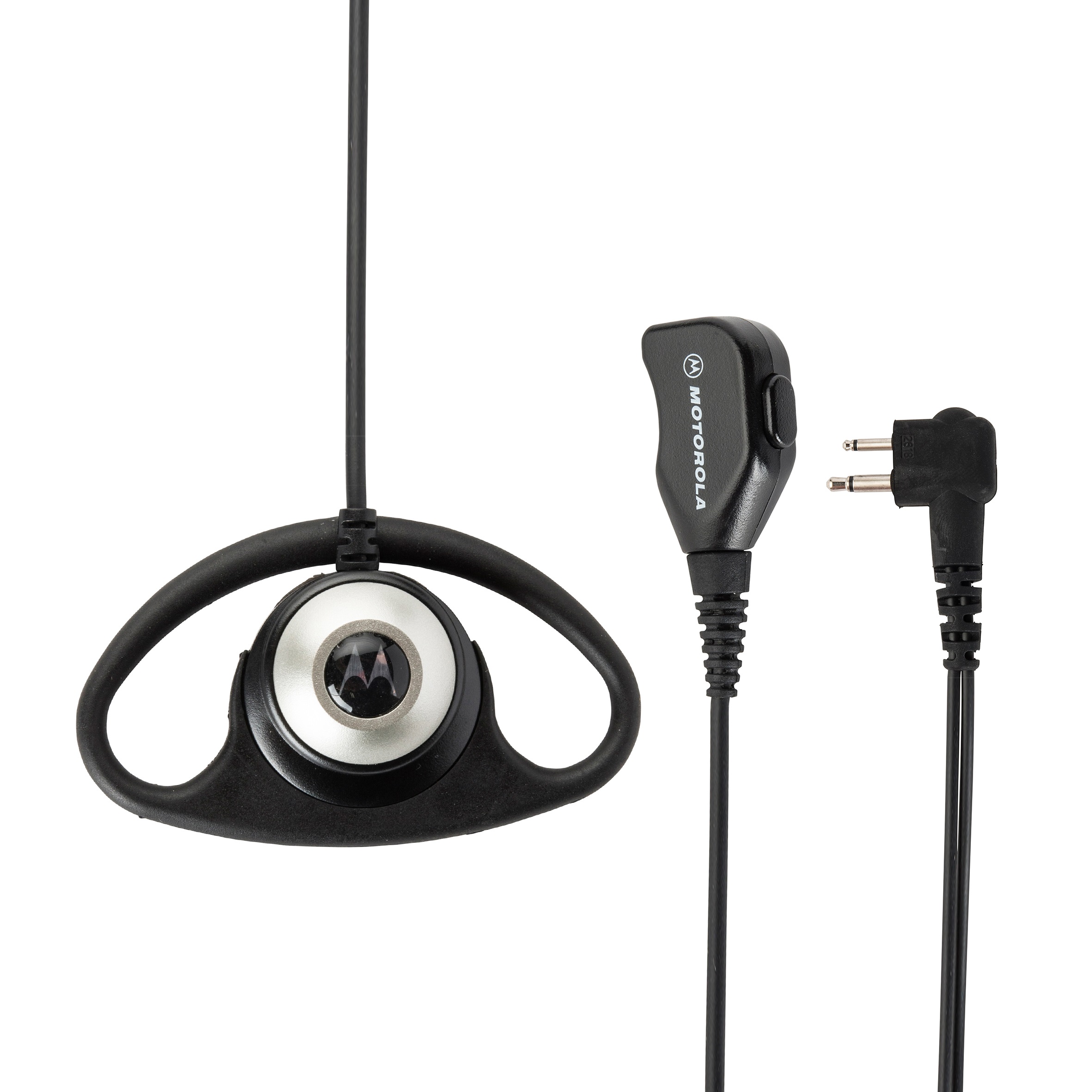 Ohrhörer mit Kabel und Stecker, schwarzes Design.