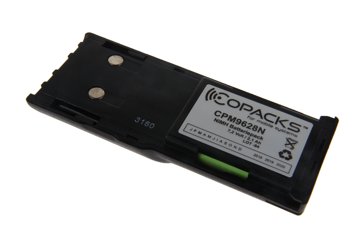 Schwarzes NiMH Batteriepack, Modell CPM9628N, 7,2 Volt, 1,4 Ah.