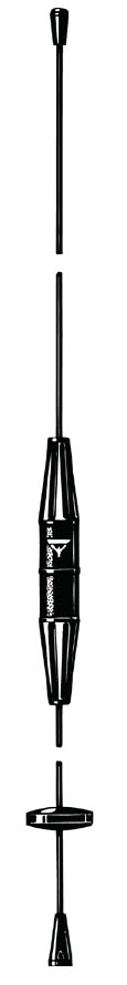 Black throwing stick with flat ends and a central grip.