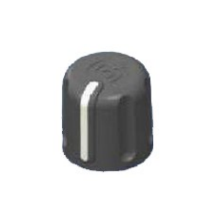 7000-00751155_mot_01.png Schwarzer Drehknopf mit weißer Markierungslinie