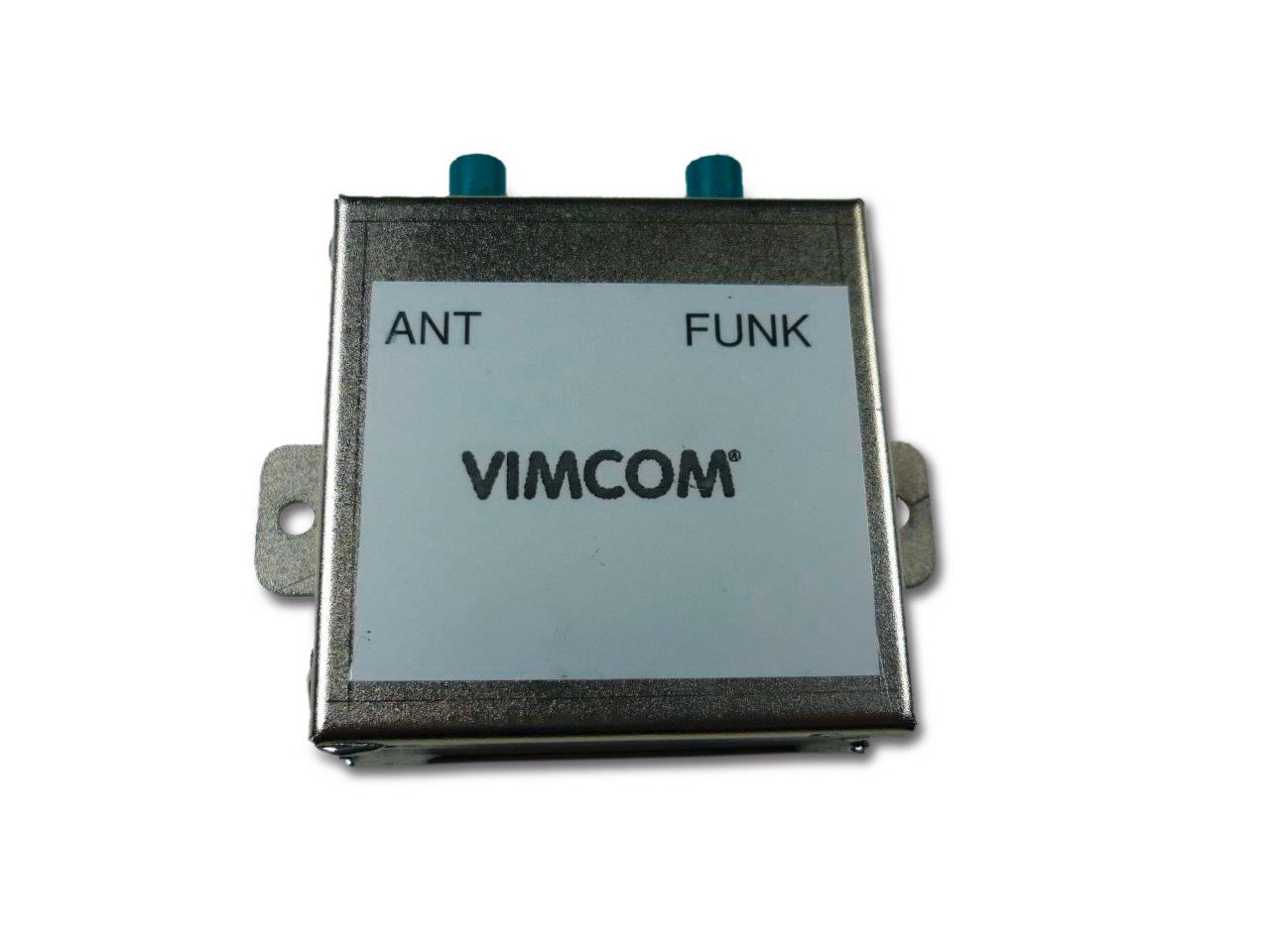 Kompakter Funkempfänger mit Anschlüssen ANT und FUNK, Marke VIMCOM.