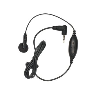 Black wired earbud headset with 3.5mm plug.