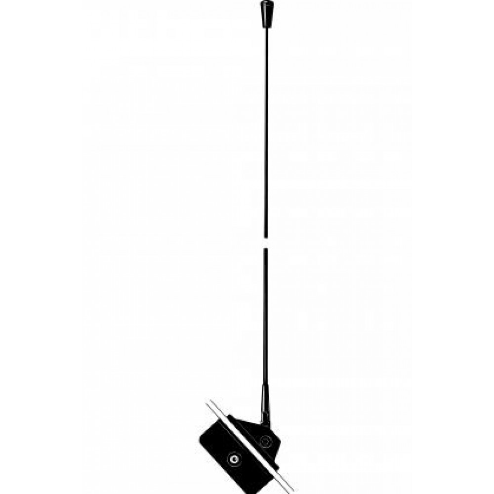 Schwarze Antenne auf weißem Hintergrund, vertikal orientiert.