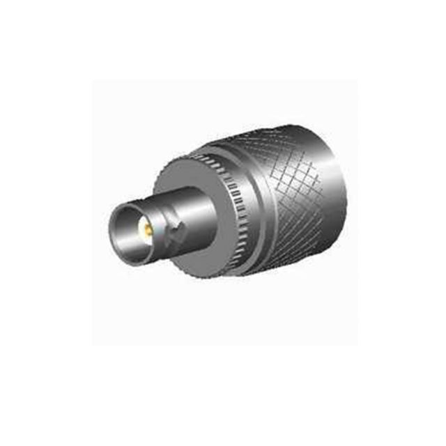 Metallischer BNC-Koaxialstecker mit geriffelter Kappe.