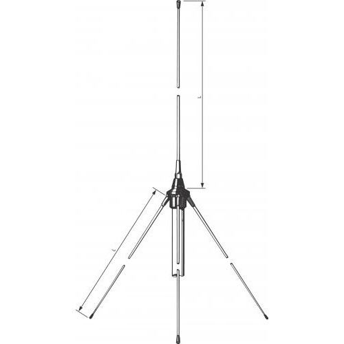Technical drawing of an antenna with several aligned rods.
