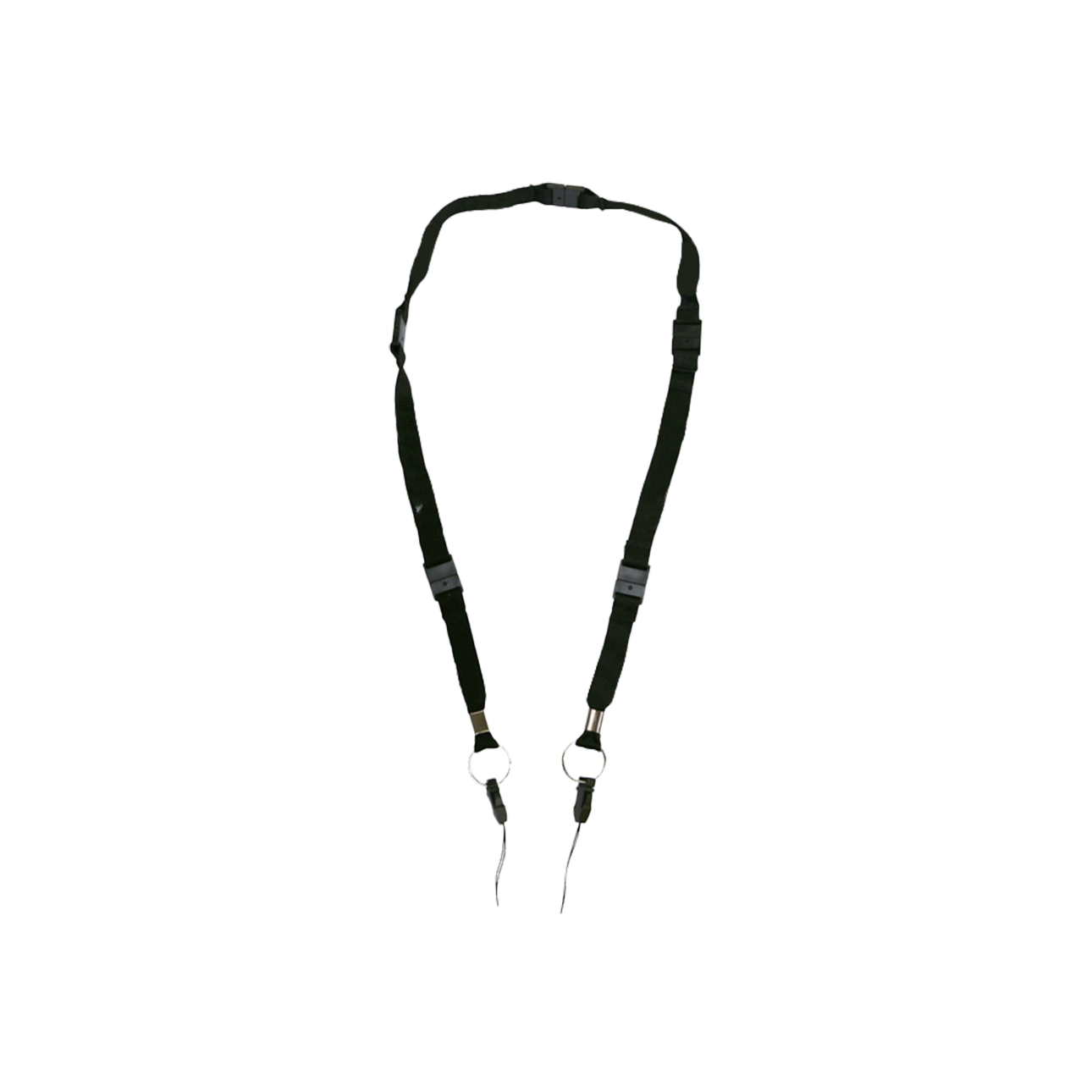 7000_00754433_MOT_01.png Black tactical neck strap with metal loops.