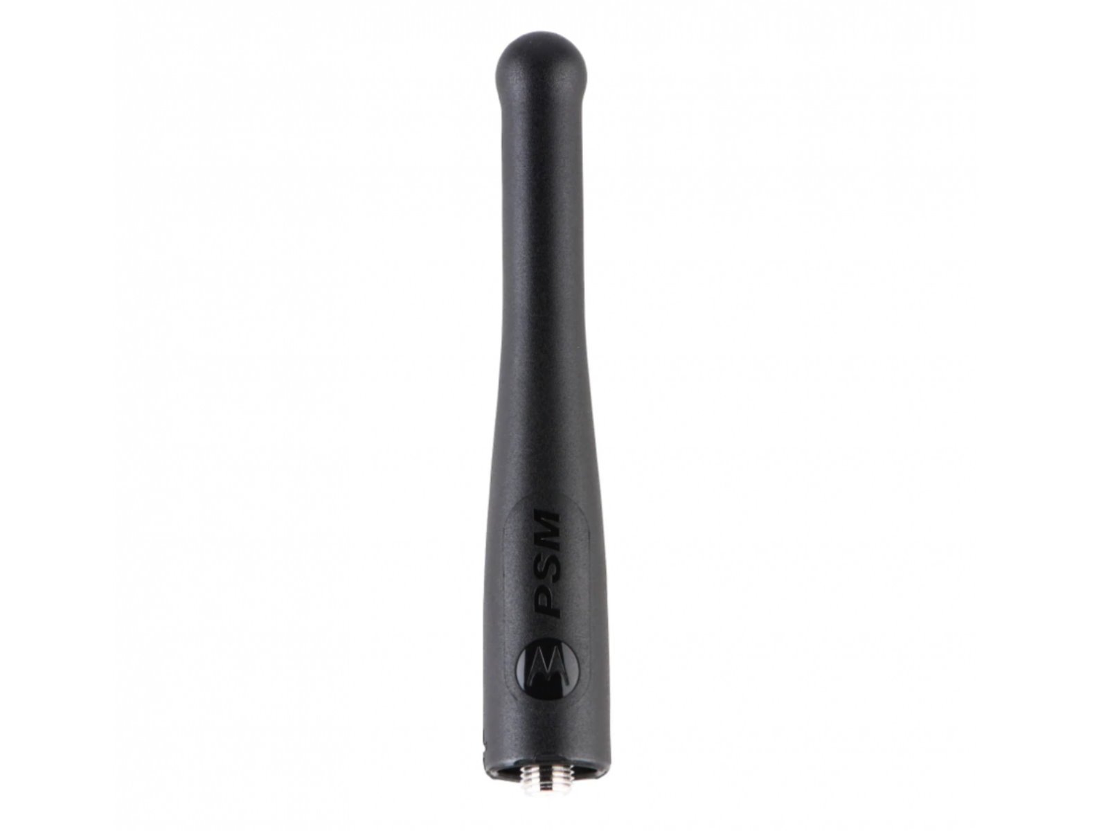 Black radio antenna for handheld device with PSM label.