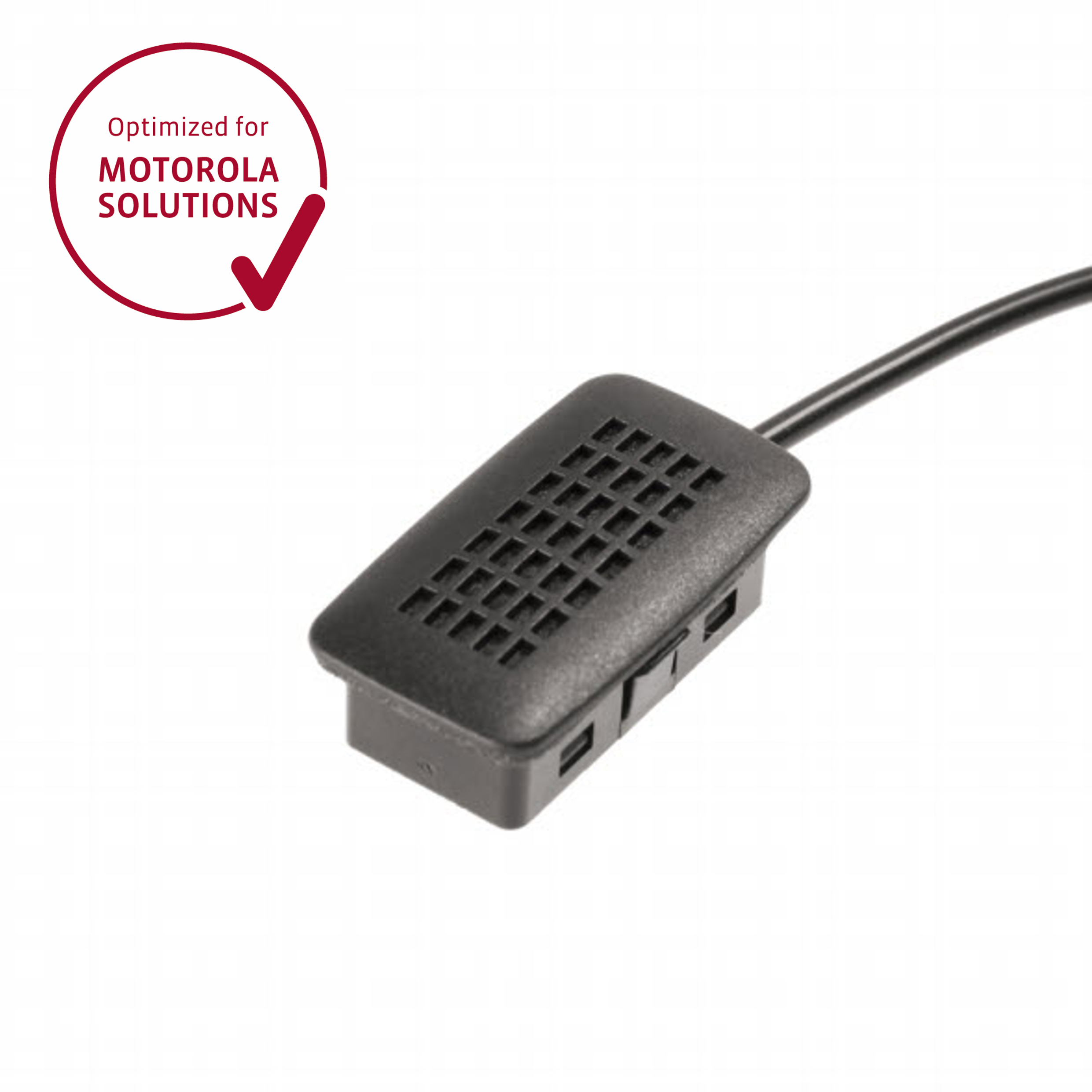 Schwarzes Mikrofon mit Kabel, optimiert für Motorola Solutions.