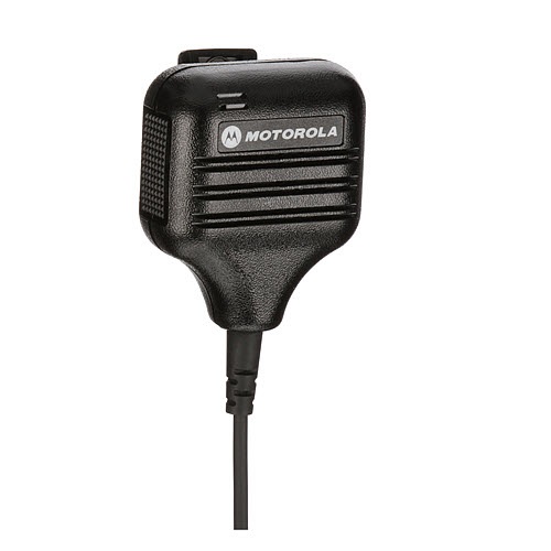 Black portable radio speaker with logo on the front.