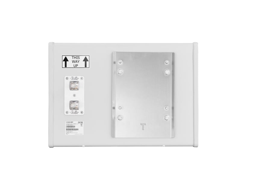 Electrical device with metal plate and connection plugs.