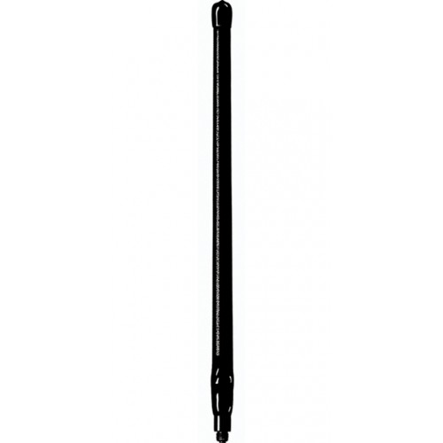 Black rod antenna on white background.