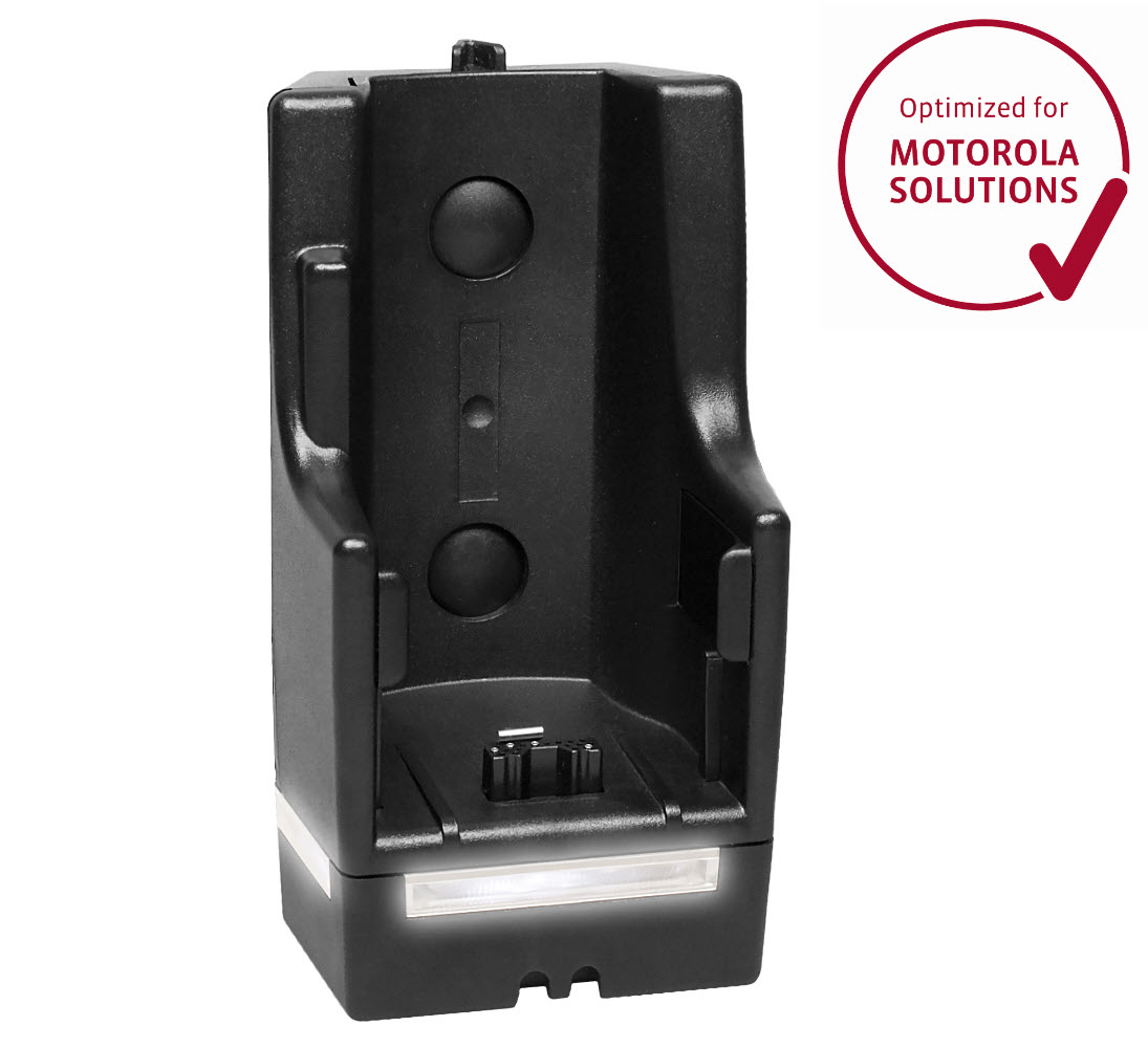 01_6507_00910151_PEI_Optimized_01.jpg Black charging cradle, compatible with Motorola radios.