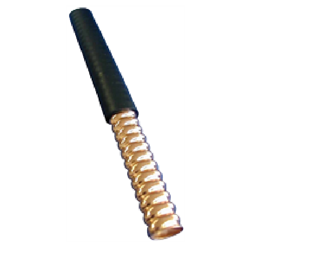 Black handle with spiral gold area, tool handle.