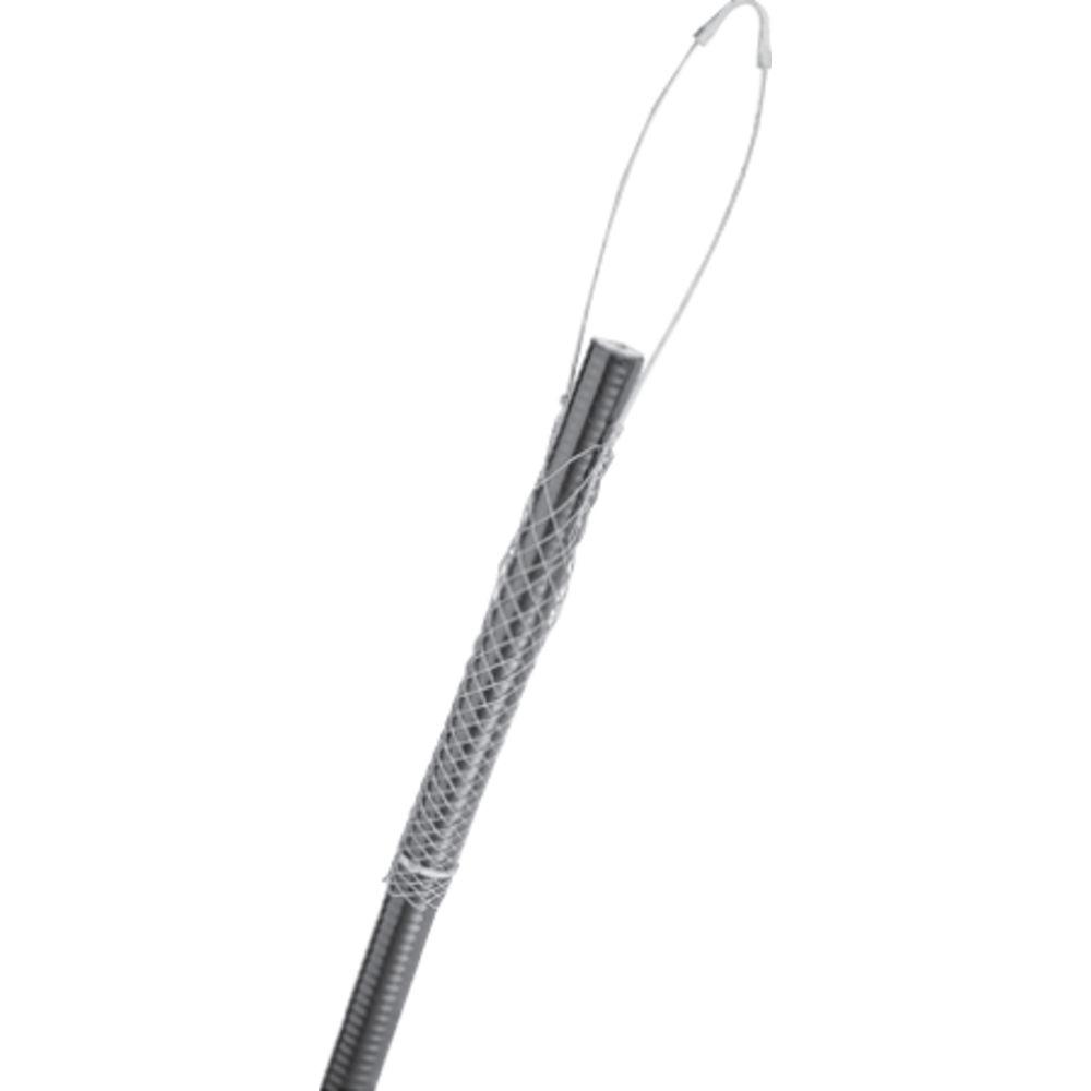 Wire mesh pulling grip on a flexible conduit.