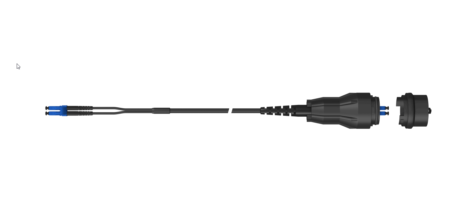 7000_00754400_HS_01.png Glasfaserkabel mit Steckverbindern und Schraubverschluss.