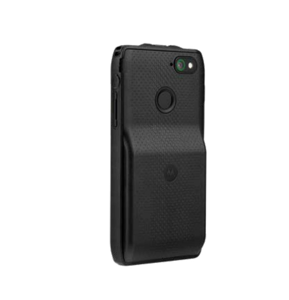Black smartphone case with camera and fingerprint sensor on the back.
