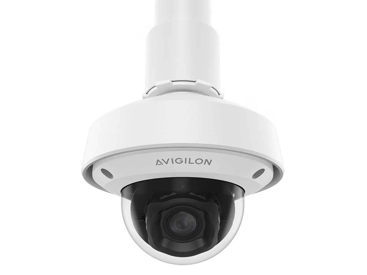 White dome surveillance camera system with rounded cover.