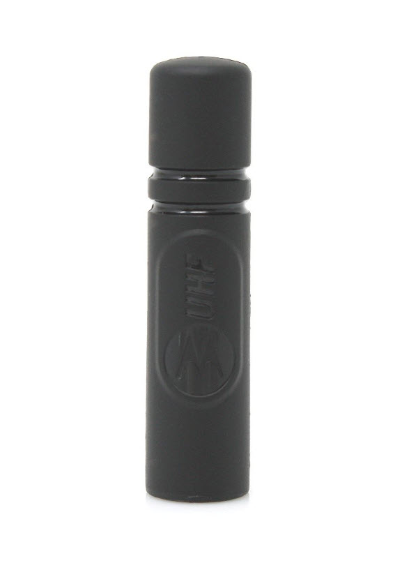 Schwarze Antenne mit runder Kappe.