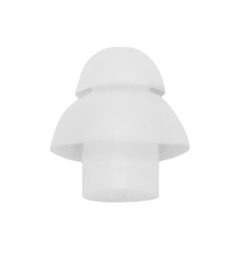 White plastic cap with stepped mushroom shape.