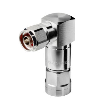 Silberner Koaxialadapter mit Winkelverbindung