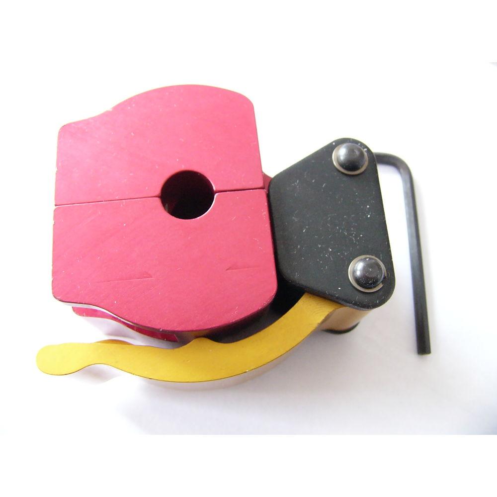 Fahrrad-Klickpedal mit rotem Körper, schwarzem Mechanismus und gelber Klemme