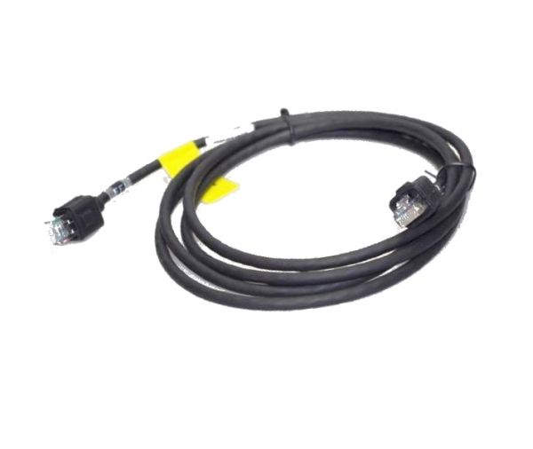 7000-00435800_mot_01.jpg Black network cable with two RJ45 plugs and yellow markings.