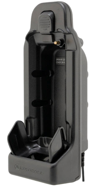 Black holder for radio device.