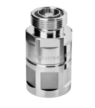 7000_00752907_RFS_01.png Zylinderförmiger Metalladapter mit Gewindeoberteil, gravierte Seriennummer.