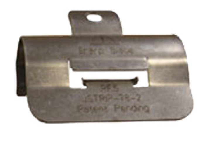 Metallclip für Kabel, rechteckige Form mit Loch zum Befestigen.