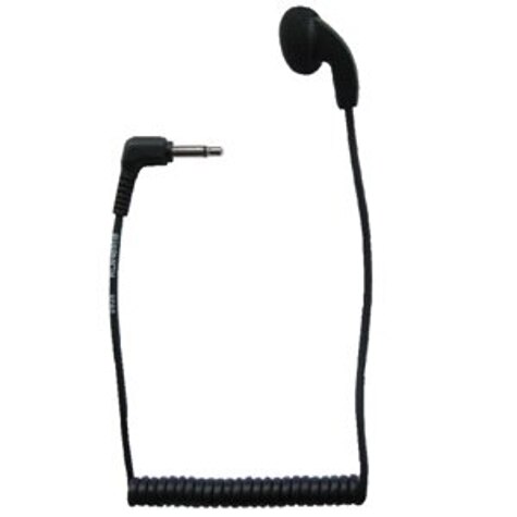 7000_00317500_MOT_01.jpg Black earbud with coiled cable and 3.5 mm jack plug