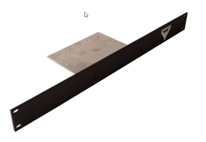 Metal angle bracket with rectangular plate.