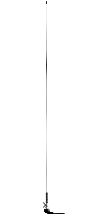 Rod antenna with spring and cable base.