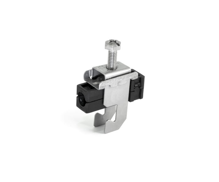 7000-00144500_fim_01.jpg Metallische Kabelklemme mit Schraube und Kunststoffbasis.