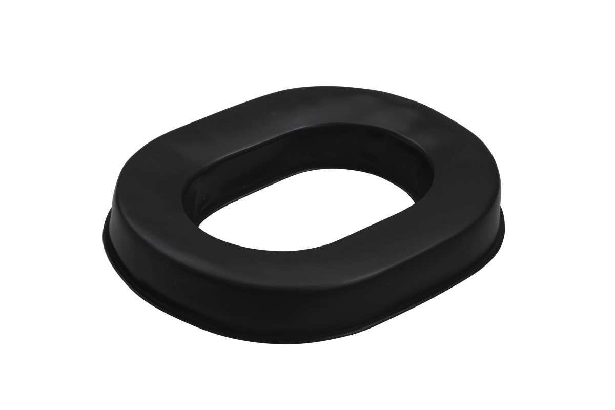 Black, oval plastic part with open center.