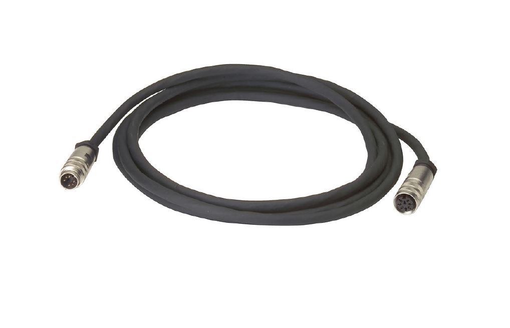 Black cable with two round connectors at the ends.
