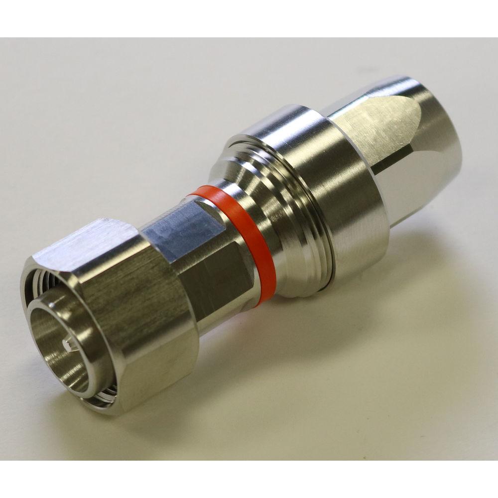 Metal connector with red ring, cylindrical shape, reflective