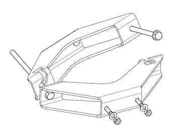 Technical drawing of a clamp with screws.