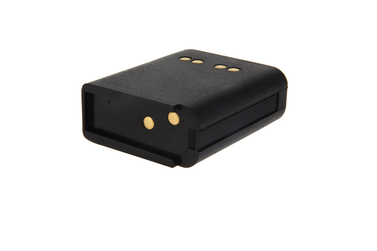 Black rectangular battery with gold contact points.