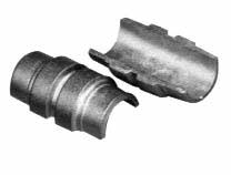 7000-00492800_pro_01.jpg Two metallic pipe sections, one intact, one broken.